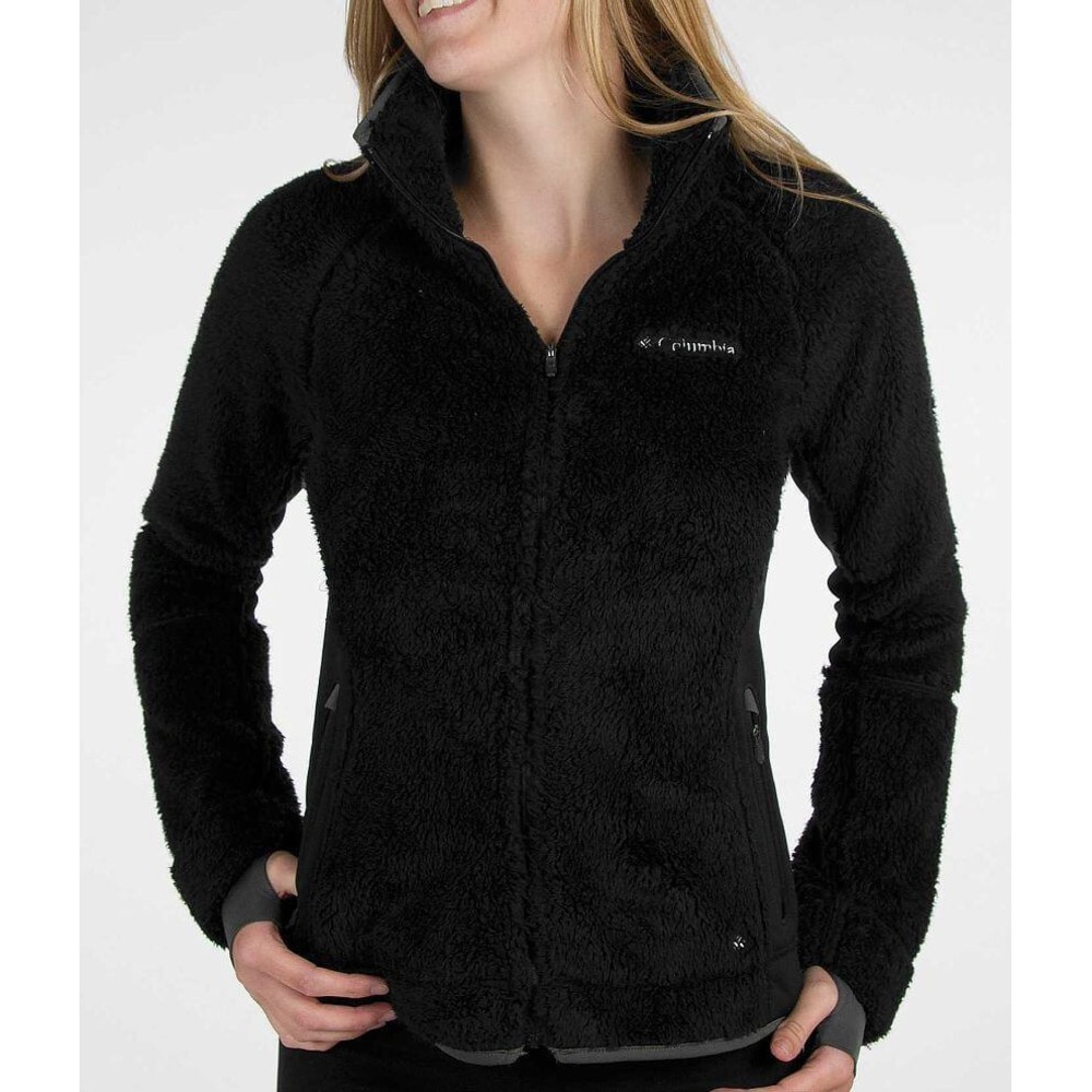 Columbia Black Sherpa Fleece Hybrid Full Zip Pearl Plush II Jacket Size M